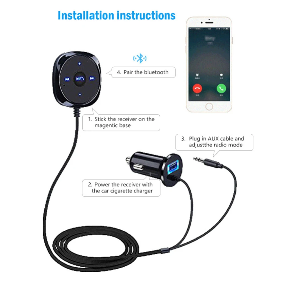 Hot Handsfree Cigarette lighter Magnetic Base Bluetooth-Compatible Car Kit MP3 3.5mm Audio Music Receiver Adapter USB Charger
Hot Handsfree Cigarette lighter Magnetic Base Bluetooth-Compatible Car Kit MP3 3.5mm Audio Music Receiver Adapter USB Charger