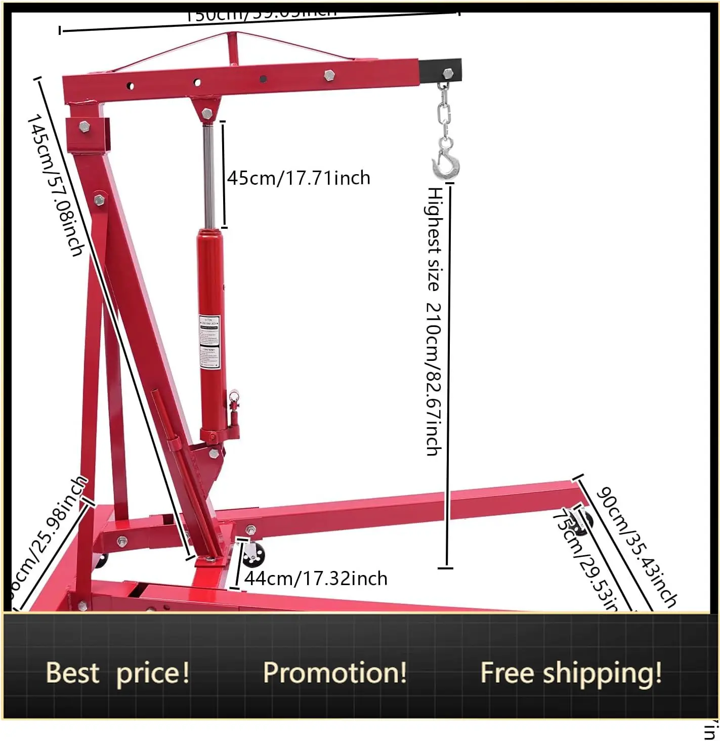 SHZICMY Folding Engine Lift with 6 Wheels, Heavy Duty Steel Hydraulic Shop Crane,Cherry Picker Motor Hoist Stands,for Garage, Wo
SHZICMY Folding Engine Lift with 6 Wheels, Heavy Duty Steel Hydraulic Shop Crane,Cherry Picker Motor Hoist Stands,for Garage, Wo