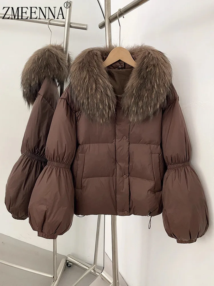 ZMEENNA Women's Brown Puffer Jacket Oversized Fur Collar Lantern Sleeves Button Front Warm Down Coat Stylish ZM3990
ZMEENNA Women's Brown Puffer Jacket Oversized Fur Collar Lantern Sleeves Button Front Warm Down Coat Stylish ZM3990
