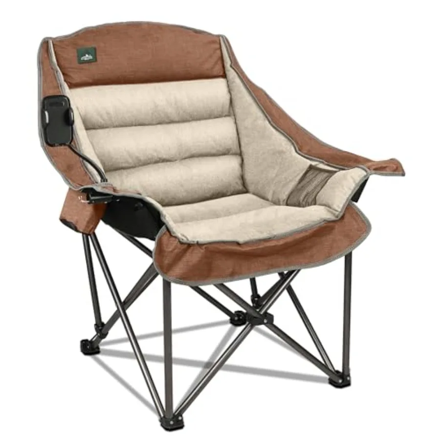 Oversized XL padded camping chair for outdoor hiking and picnics, moca color, heavy-duty 400-lbs capacity, foldable with cell p
Oversized XL padded camping chair for outdoor hiking and picnics, moca color, heavy-duty 400-lbs capacity, foldable with cell p