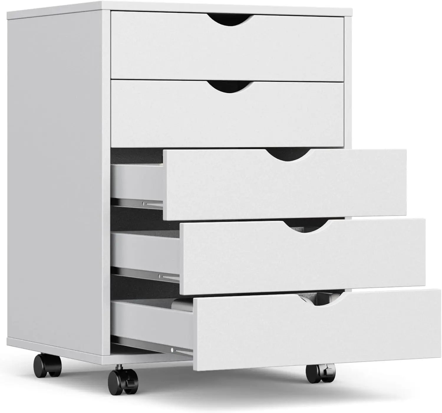 5-Drawer Mobile File Cabinet, Rolling Wooden Storage with Wheels, White, Under Desk for Home Office
5-Drawer Mobile File Cabinet, Rolling Wooden Storage with Wheels, White, Under Desk for Home Office