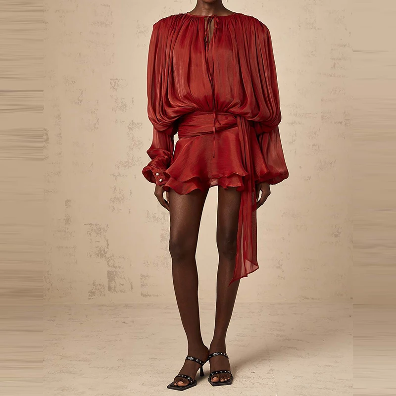 Осенние новые однотонные комплекты с рукавами-фонариками для поездок на работу, свободные комплекты платьев и шорт с круглым вырезом для отдыха, модные женские шифоновые комплекты из двух предметов 
Осенние новые однотонные комплекты с рукавами-фонариками для поездок на работу, свободные комплекты платьев и шорт с круглым вырезом для отдыха, модные женские шифоновые комплекты из двух предметов