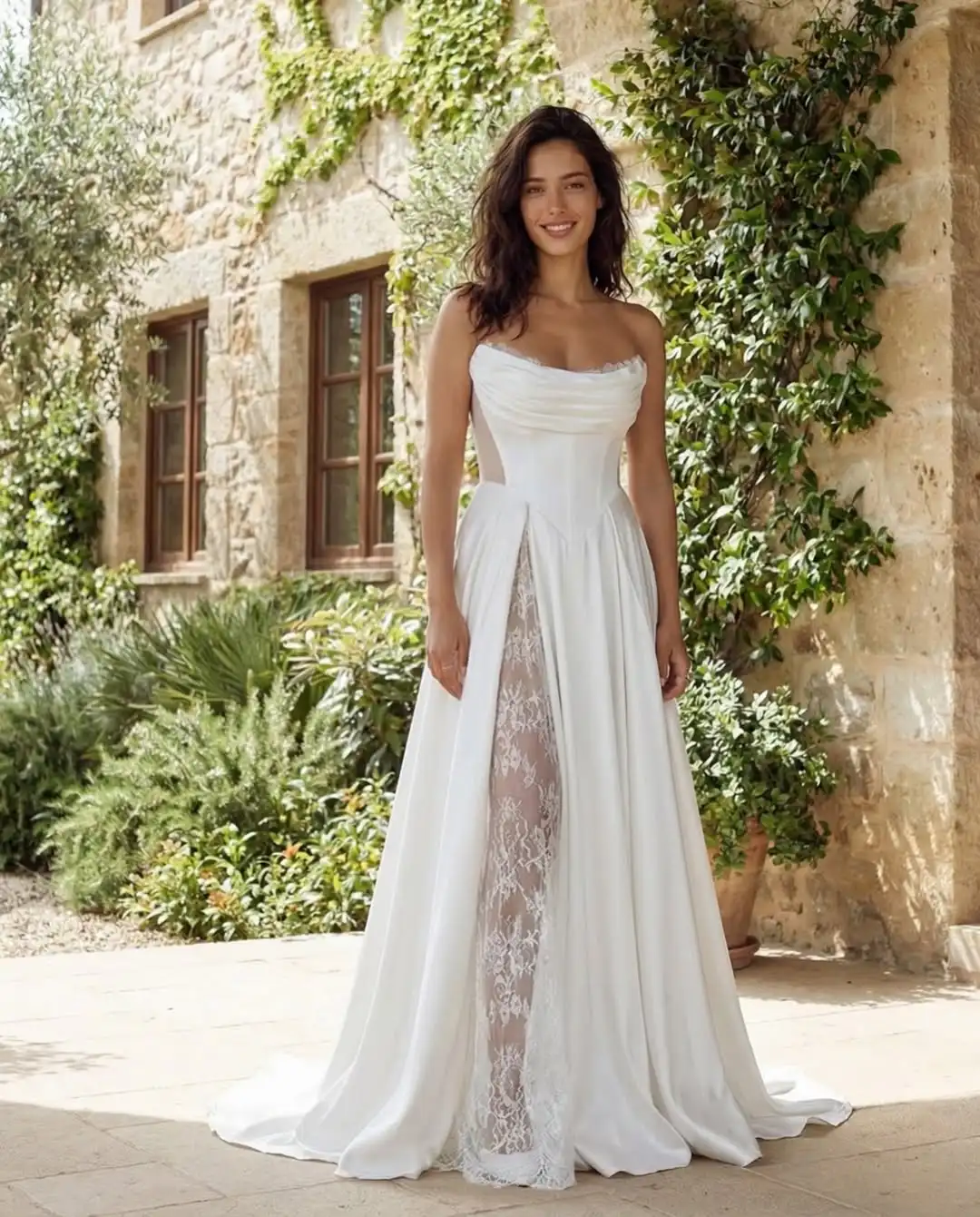 Satin Pleat Scoop Neckline A-Line Bridal Gown Lace Wedding Dress Custom Made 2026 Vestido De Noival
Satin Pleat Scoop Neckline A-Line Bridal Gown Lace Wedding Dress Custom Made 2026 Vestido De Noival