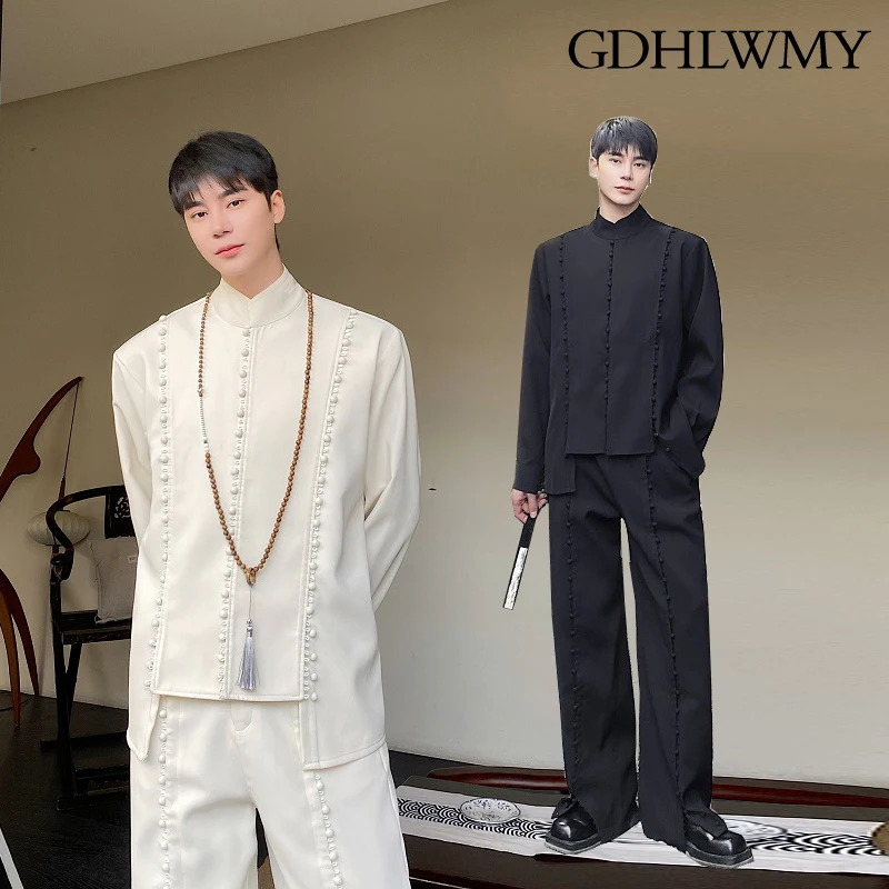 GDHLWMY Autumn Two Piece Chinese Heavy Craft Bag Buckle Stand Collar Long Sleeve Men's Shirt Wide Leg Pants Set
GDHLWMY Autumn Two Piece Chinese Heavy Craft Bag Buckle Stand Collar Long Sleeve Men's Shirt Wide Leg Pants Set
