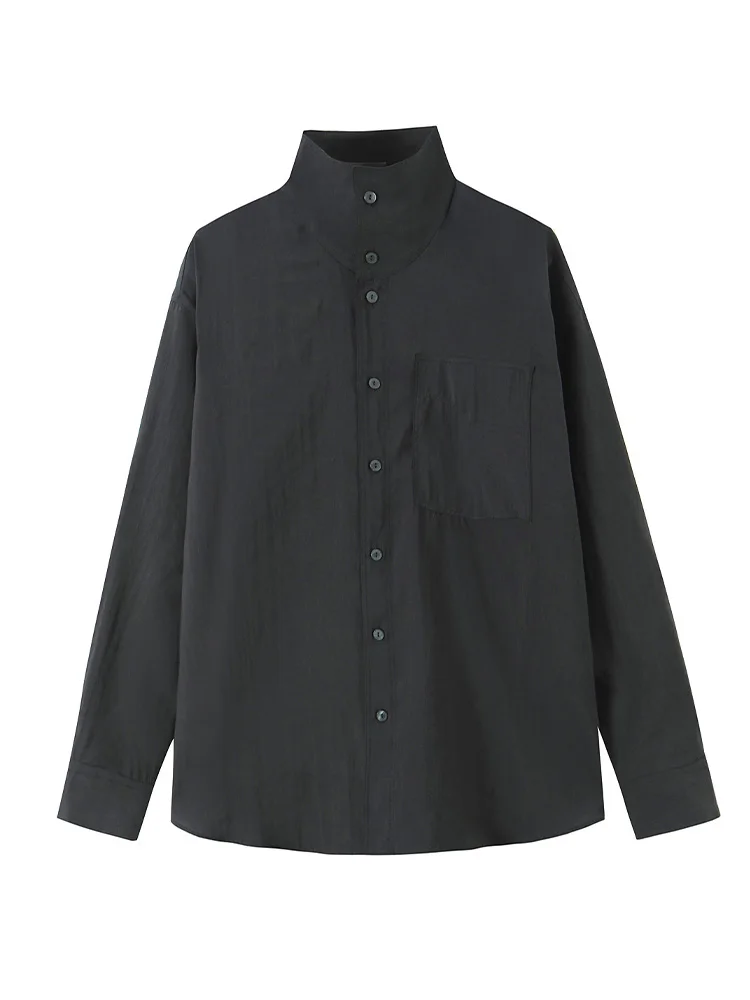 HH Women Spring Fashion Stand Collar Single-breasted Blouse Shirt Female Loose Black Pockets Sagging Feeling Long Sleeve Shirt
HH Women Spring Fashion Stand Collar Single-breasted Blouse Shirt Female Loose Black Pockets Sagging Feeling Long Sleeve Shirt