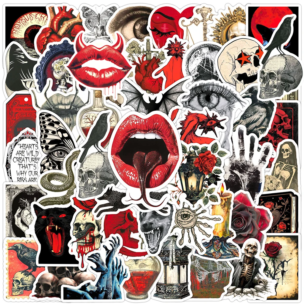 10/30/50pcs Retro Red Black Horror Gothic Stickers Cool Graffiti Decals Luggage Phone Helmet Laptop Cartoon Waterproof Sticker
10/30/50pcs Retro Red Black Horror Gothic Stickers Cool Graffiti Decals Luggage Phone Helmet Laptop Cartoon Waterproof Sticker