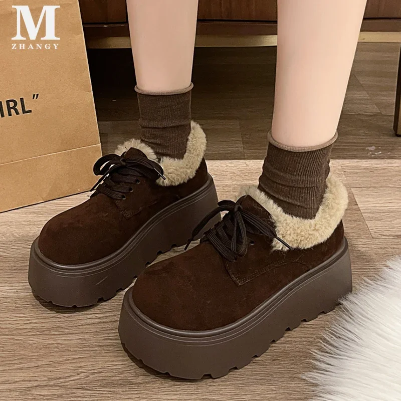 Fur Platform Women Snow Ankle Boots Suede Mid Heels Cotton Mary Janes Shoes 2025 Trend Lace Up Short Plush Winter Botas De Mujer
Fur Platform Women Snow Ankle Boots Suede Mid Heels Cotton Mary Janes Shoes 2025 Trend Lace Up Short Plush Winter Botas De Mujer