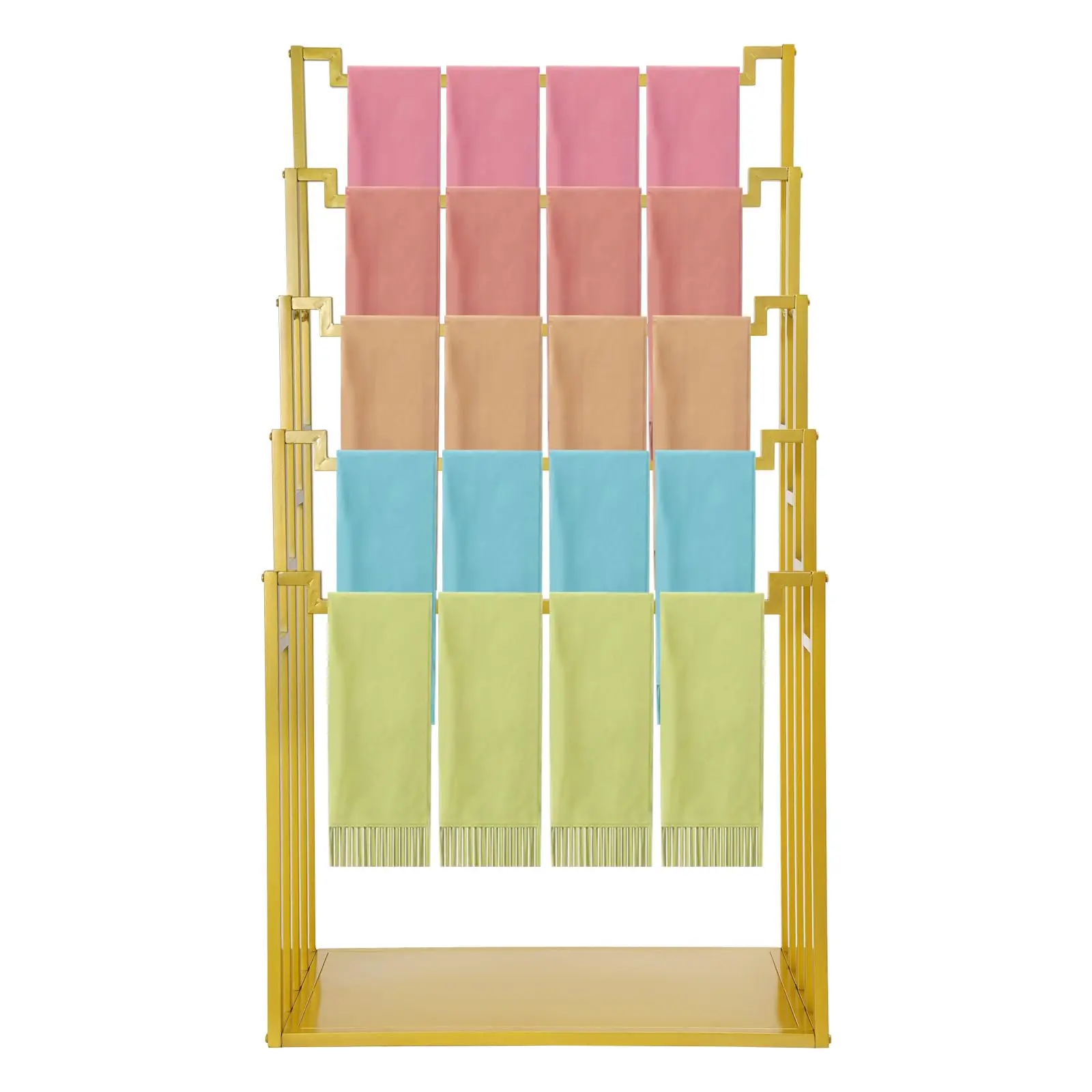 Floor Standing Scarf Display Stand, 5-Tier Metal Freestanding Scarf Holder Organizer, Towel Rack for Commercial Clothing Retail
Floor Standing Scarf Display Stand, 5-Tier Metal Freestanding Scarf Holder Organizer, Towel Rack for Commercial Clothing Retail