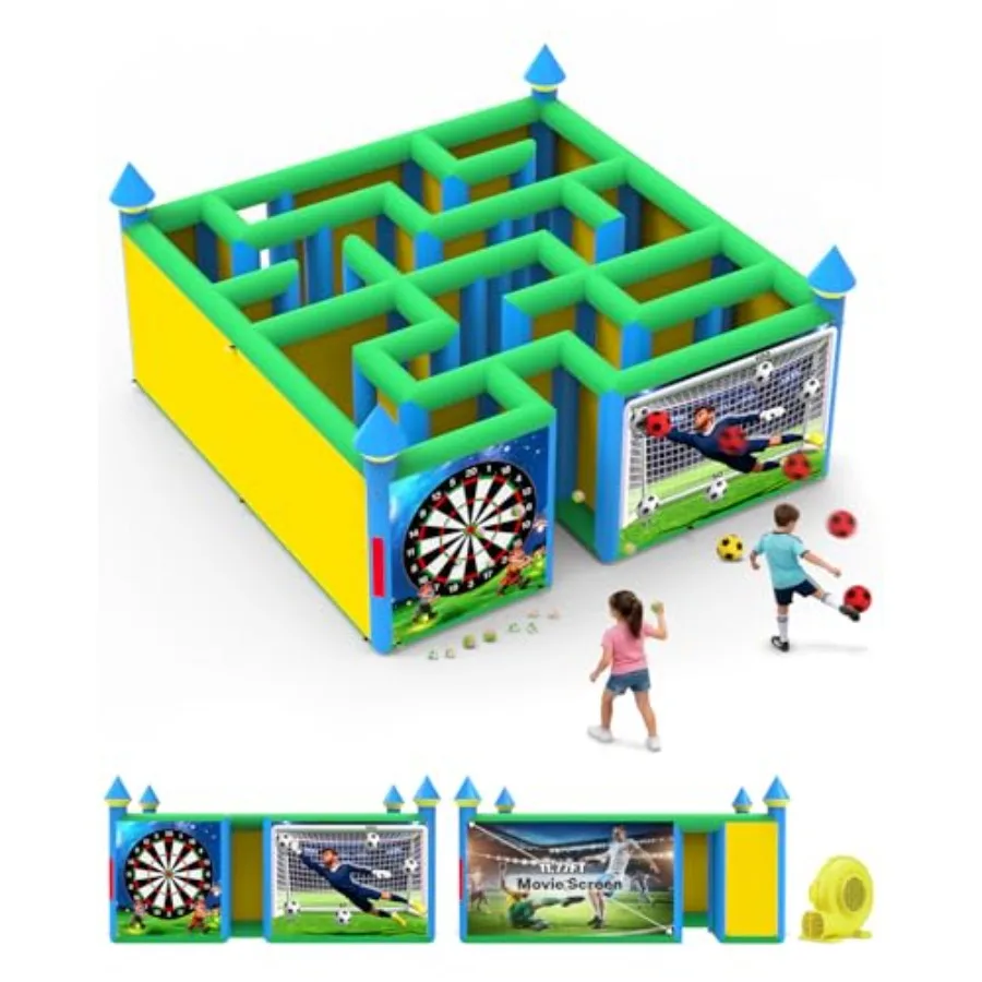 3 in 1 Inflatable Maze 16.5x16.5FT with 950W Blower for Multiple Challenging Games Inflatable Maze Soccer Dart Board Movie Scre
3 in 1 Inflatable Maze 16.5x16.5FT with 950W Blower for Multiple Challenging Games Inflatable Maze Soccer Dart Board Movie Scre