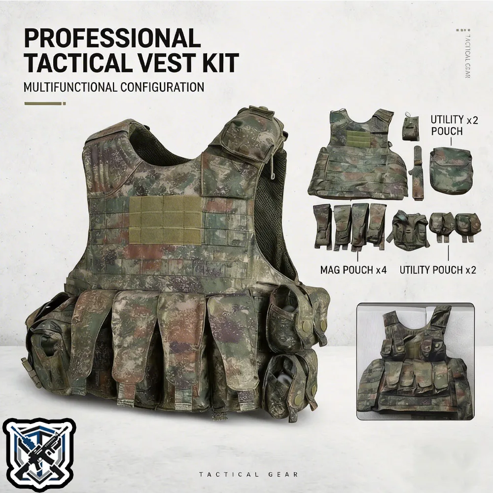 Professional Tactical Vest Set Military Combat Body with Mag Pouches EMR Camouflage Hunting Airsoft Vest Gear Modular System
Professional Tactical Vest Set Military Combat Body with Mag Pouches EMR Camouflage Hunting Airsoft Vest Gear Modular System
