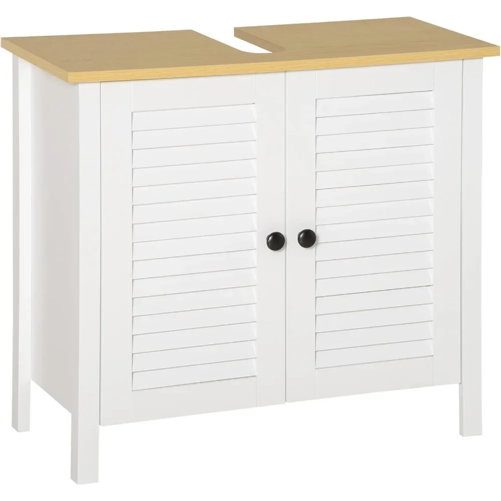 Under Sink Storage Cabinet with Removable Shelf, Bathroom Vanity Cabinet with 2 Doors, White
Under Sink Storage Cabinet with Removable Shelf, Bathroom Vanity Cabinet with 2 Doors, White