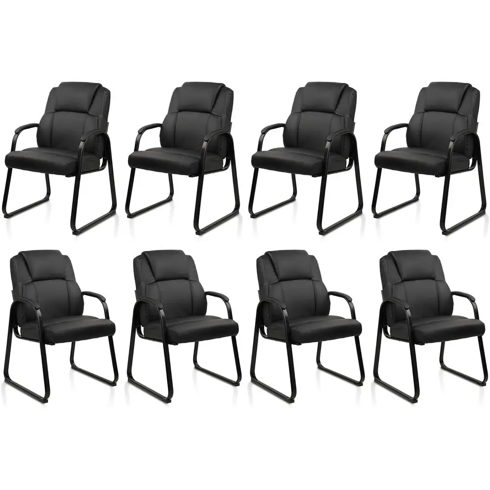 Black 8-Piece Set of Sleek Office Armchairs with Padded Armrests for Conference, Waiting, and School Rooms
Black 8-Piece Set of Sleek Office Armchairs with Padded Armrests for Conference, Waiting, and School Rooms