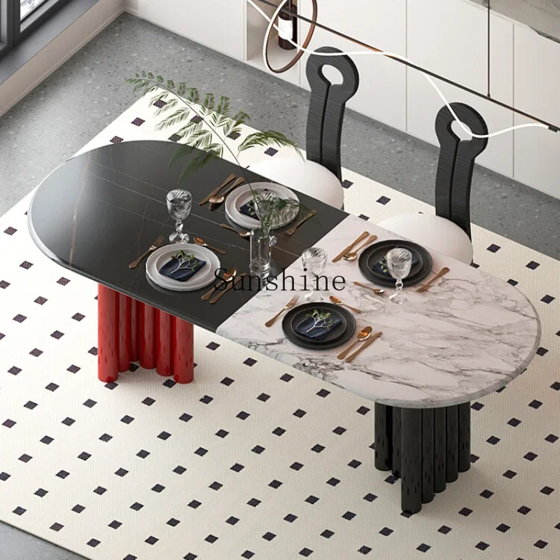Marble dining table round modern simple small apartment household large white table
Marble dining table round modern simple small apartment household large white table