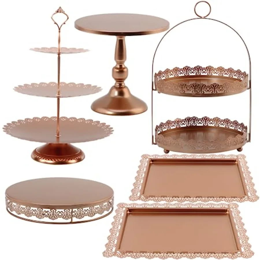 6 Pcs Rose Gold Cake Stands Set, Cake Display Pedestal Tiered Cupcake Holder Dessert Plate Serving Tower Tray Decorative for We
6 Pcs Rose Gold Cake Stands Set, Cake Display Pedestal Tiered Cupcake Holder Dessert Plate Serving Tower Tray Decorative for We