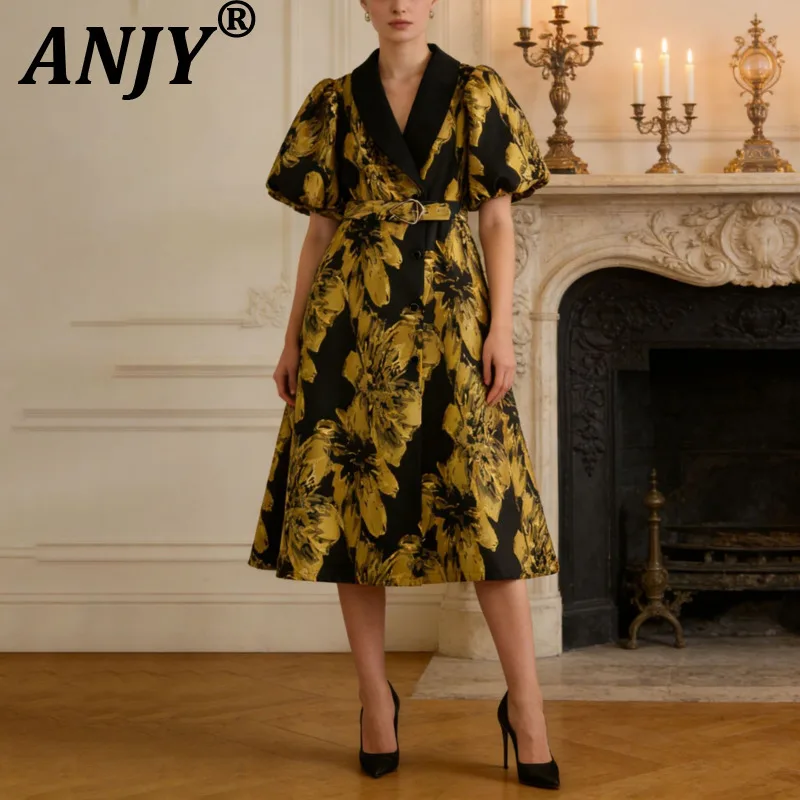 ANJY 2026 Summer New Women Elegant French Style Vintage Printed Lantern Sleeve Lace-Up Single Breasted Fashion Long Dress A20644
ANJY 2026 Summer New Women Elegant French Style Vintage Printed Lantern Sleeve Lace-Up Single Breasted Fashion Long Dress A20644