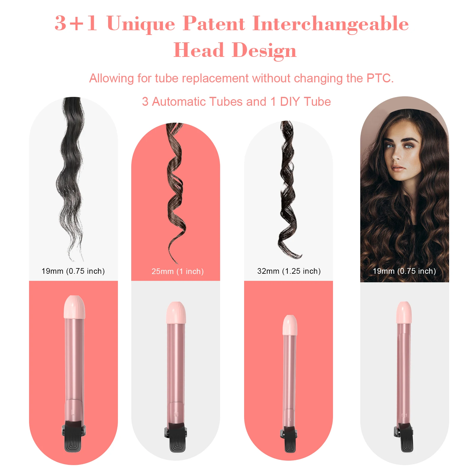 Hair Curler Kit Auto Ceramic Curling Iron Wand Set With Interchangeable Ceramic Barrel & Hair Clip & Heat Protective Glove
Hair Curler Kit Auto Ceramic Curling Iron Wand Set With Interchangeable Ceramic Barrel & Hair Clip & Heat Protective Glove