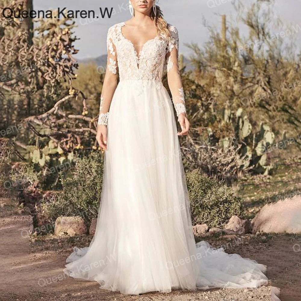 Elegant Boho A line Wedding Dress long sleeve lace applique bride dress robe de mariee A line Wedding Bridal Gown
Elegant Boho A line Wedding Dress long sleeve lace applique bride dress robe de mariee A line Wedding Bridal Gown