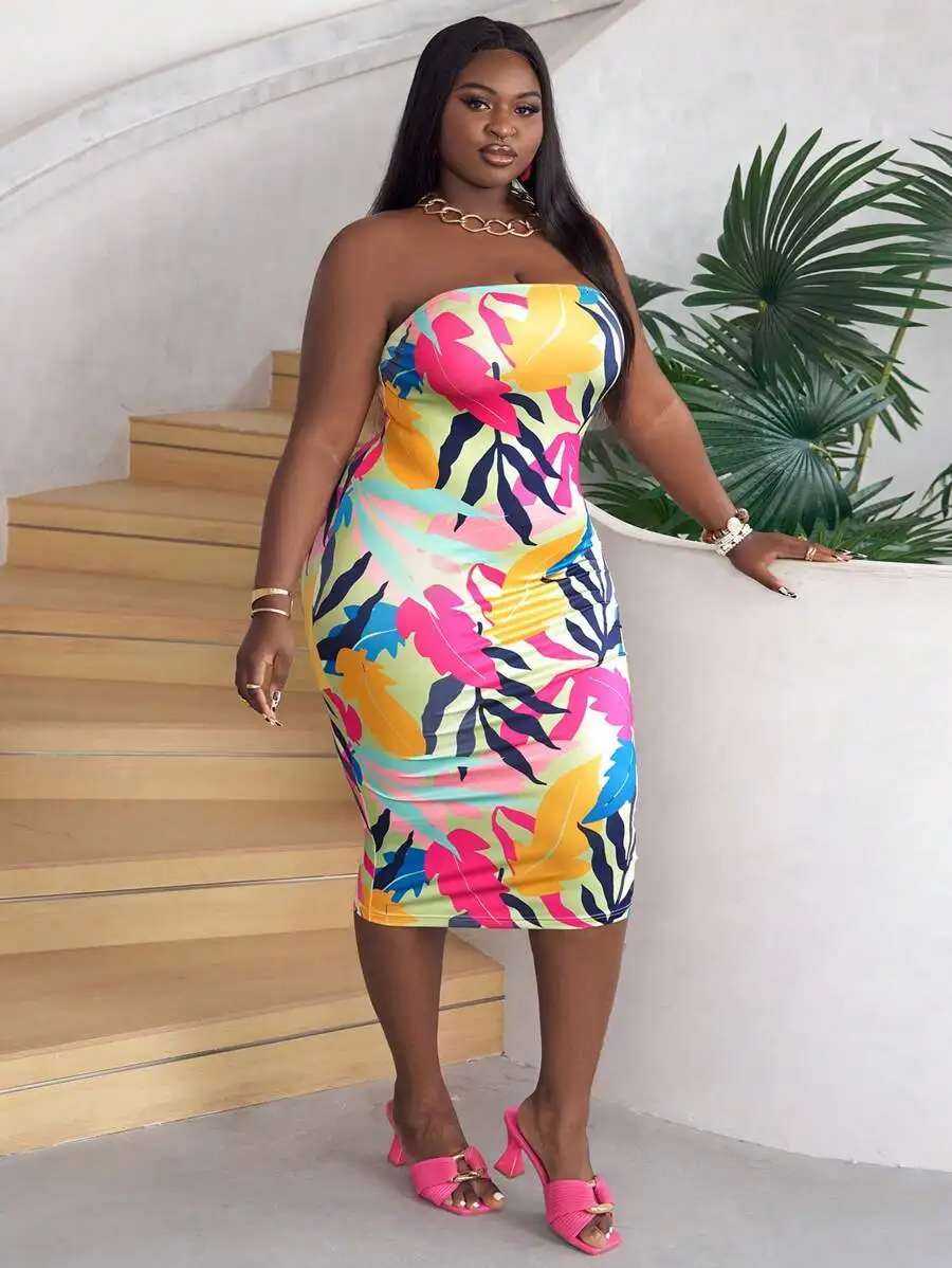 Plus Size Printed Bandeau Summer Dress For Women
Plus Size Printed Bandeau Summer Dress For Women