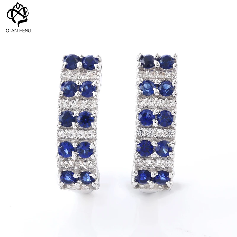 Qian Heng S925 Synthetic Blue Sapphire Earrings Sliver Round Gem Stone Earring Jewellery Design For Women Gift Party Jewelry
Qian Heng S925 Synthetic Blue Sapphire Earrings Sliver Round Gem Stone Earring Jewellery Design For Women Gift Party Jewelry