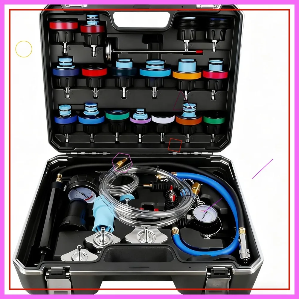 32pcs Universal Radiator Pressure Tester Kit for Automotive & Motorcycle Cooling System Leak Detection
32pcs Universal Radiator Pressure Tester Kit for Automotive & Motorcycle Cooling System Leak Detection