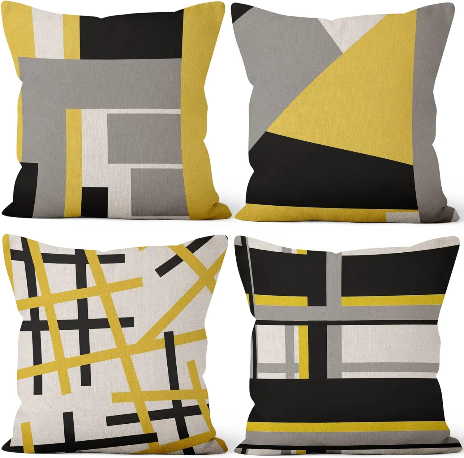 4pcs Yellow Black Gray White Geometric Abstract Printed Pillow Cover Polyester Cushion Case 2D Flat Modern Living Room Decor Now
4pcs Yellow Black Gray White Geometric Abstract Printed Pillow Cover Polyester Cushion Case 2D Flat Modern Living Room Decor Now