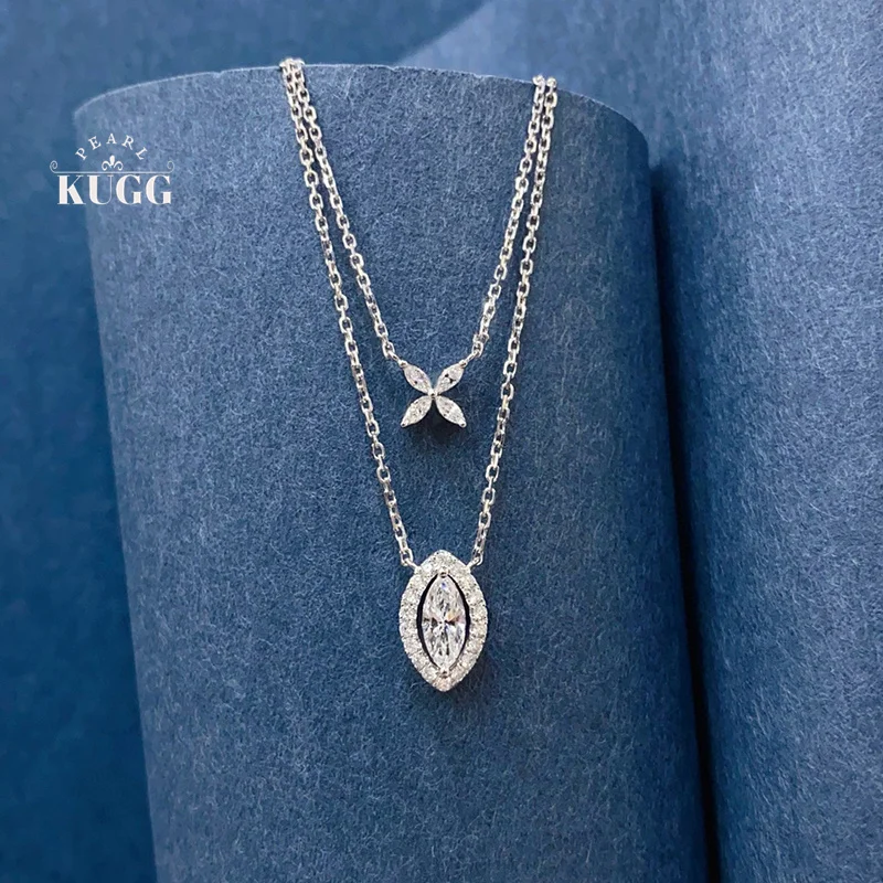 KUGG 100% 18K White Gold Necklace Romantic Gentle Style Real Natural Diamond Pendant Necklace for Women High Wedding Jewelry
KUGG 100% 18K White Gold Necklace Romantic Gentle Style Real Natural Diamond Pendant Necklace for Women High Wedding Jewelry