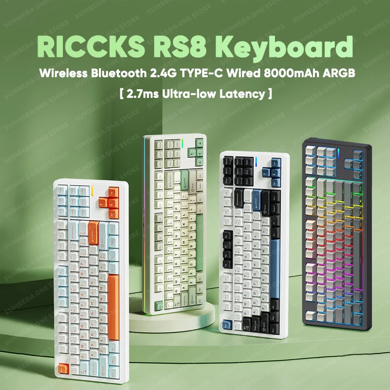 RICCKS RS8 Mechanical Keyboard 87 Keys Layout Dynamic RGB Light Bar BT 2.4G Low Latency Wireless Customized Hifi Linear Switch
RICCKS RS8 Mechanical Keyboard 87 Keys Layout Dynamic RGB Light Bar BT 2.4G Low Latency Wireless Customized Hifi Linear Switch