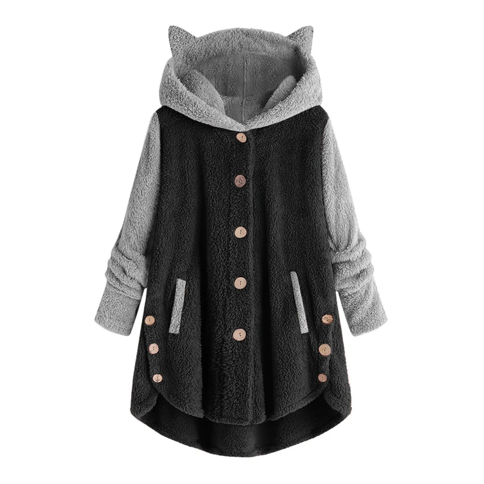 Cute Cat Ears Hoodies Women Autumn Winter Long Sleeve Plush Coat Female Patchwork Irregular Hem Single Breasted Sweatshirts
Cute Cat Ears Hoodies Women Autumn Winter Long Sleeve Plush Coat Female Patchwork Irregular Hem Single Breasted Sweatshirts