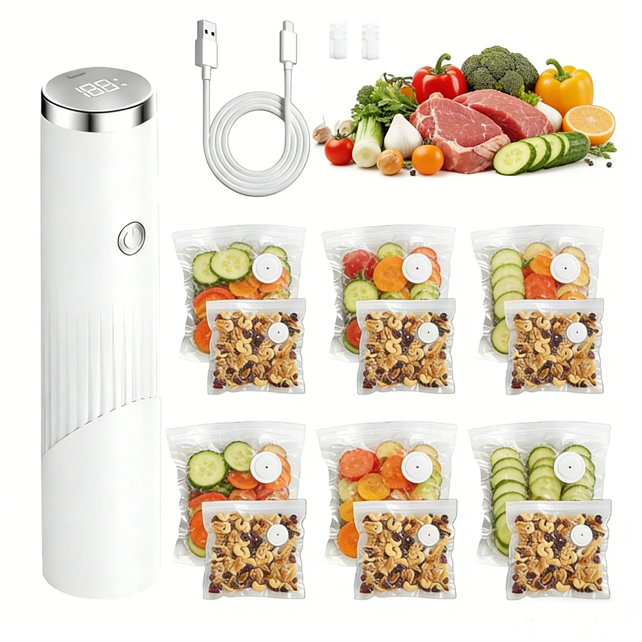 Electric Handheld Vacuum Machine Vacuum Sealer for Food Fresh-Keeping Bags Rechargeable Portable for Food Automatic Sealer Pump
Electric Handheld Vacuum Machine Vacuum Sealer for Food Fresh-Keeping Bags Rechargeable Portable for Food Automatic Sealer Pump