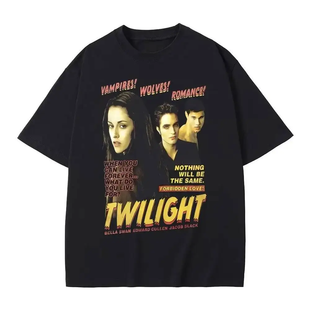 Retro Twilight Bella Swan Edward Cullen Jacob Black T-Shirt Vampire Wolf Romance T Shirt Men Women Casual Oversize Tshirt
Retro Twilight Bella Swan Edward Cullen Jacob Black T-Shirt Vampire Wolf Romance T Shirt Men Women Casual Oversize Tshirt