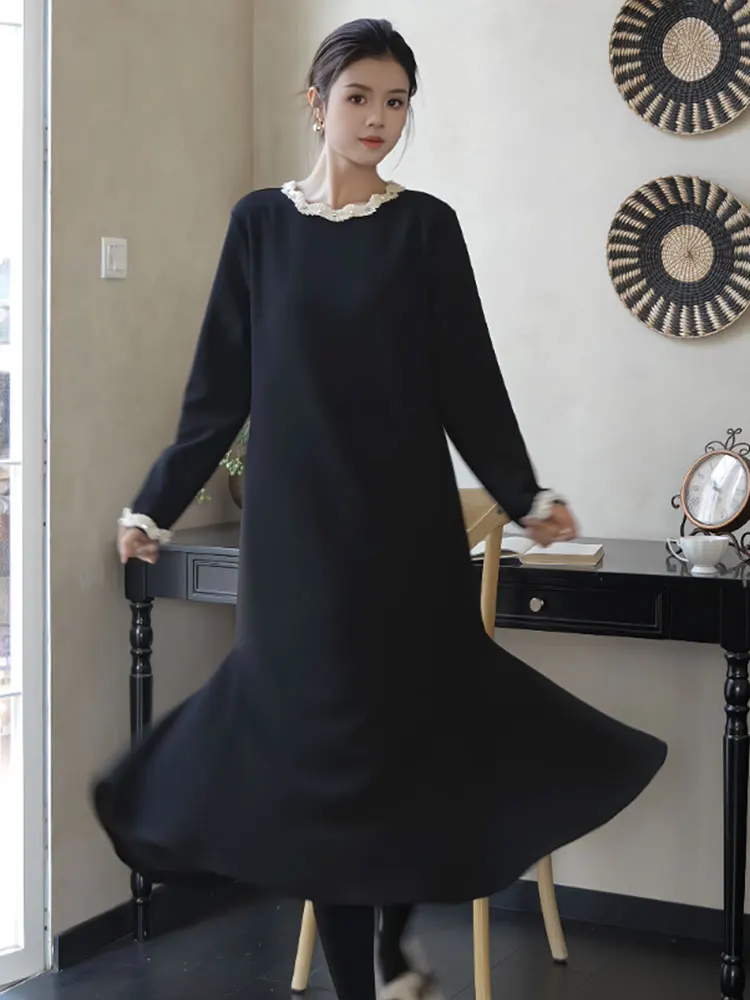 Qiyuan Home plus Size Women's Design Sense Beaded Lace Trim round Ne Dr Mid-Length Slimming A-Line Skirt for Autumn Winter
Qiyuan Home plus Size Women's Design Sense Beaded Lace Trim round Ne Dr Mid-Length Slimming A-Line Skirt for Autumn Winter