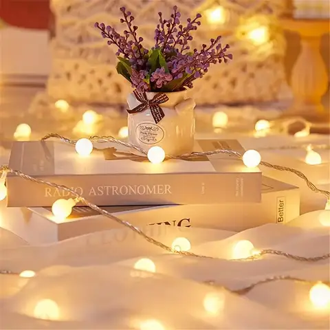 Battery Powered Led Ball String Lights Outdoor Globe Fairy Light for Wedding Decorative Light String, Tent Christmas Decoration