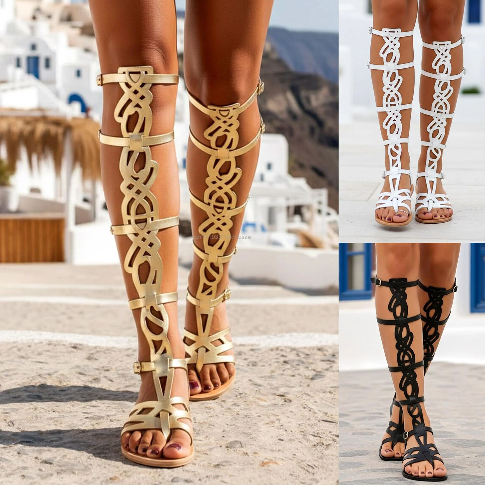 Women Hollow Out Multi Buckle Strap Flat Open Toe Shoes Greek Style Knee High Gladiator Sandals Summer Vacation Festival Sandal
Women Hollow Out Multi Buckle Strap Flat Open Toe Shoes Greek Style Knee High Gladiator Sandals Summer Vacation Festival Sandal