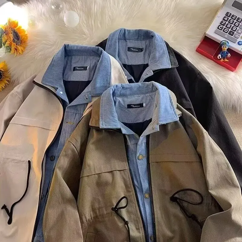 Темперамент Харадзюку, модный и художественный новый стиль, простая японская мода, двухслойная искусственная куртка-двойка, универсальная.
Темперамент Харадзюку, модный и художественный новый стиль, простая японская мода, двухслойная искусственная куртка-двойка, универсальная.