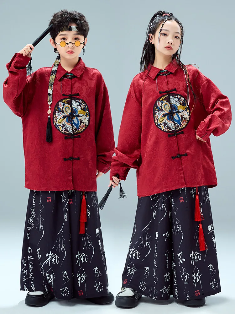Kid Chinese Style Hip Hop Clothing Black Print Mesh Shirt Casual Wide Leg Pants for Girl Boy Jazz Dance Wear Costume Clothes Set
Kid Chinese Style Hip Hop Clothing Black Print Mesh Shirt Casual Wide Leg Pants for Girl Boy Jazz Dance Wear Costume Clothes Set