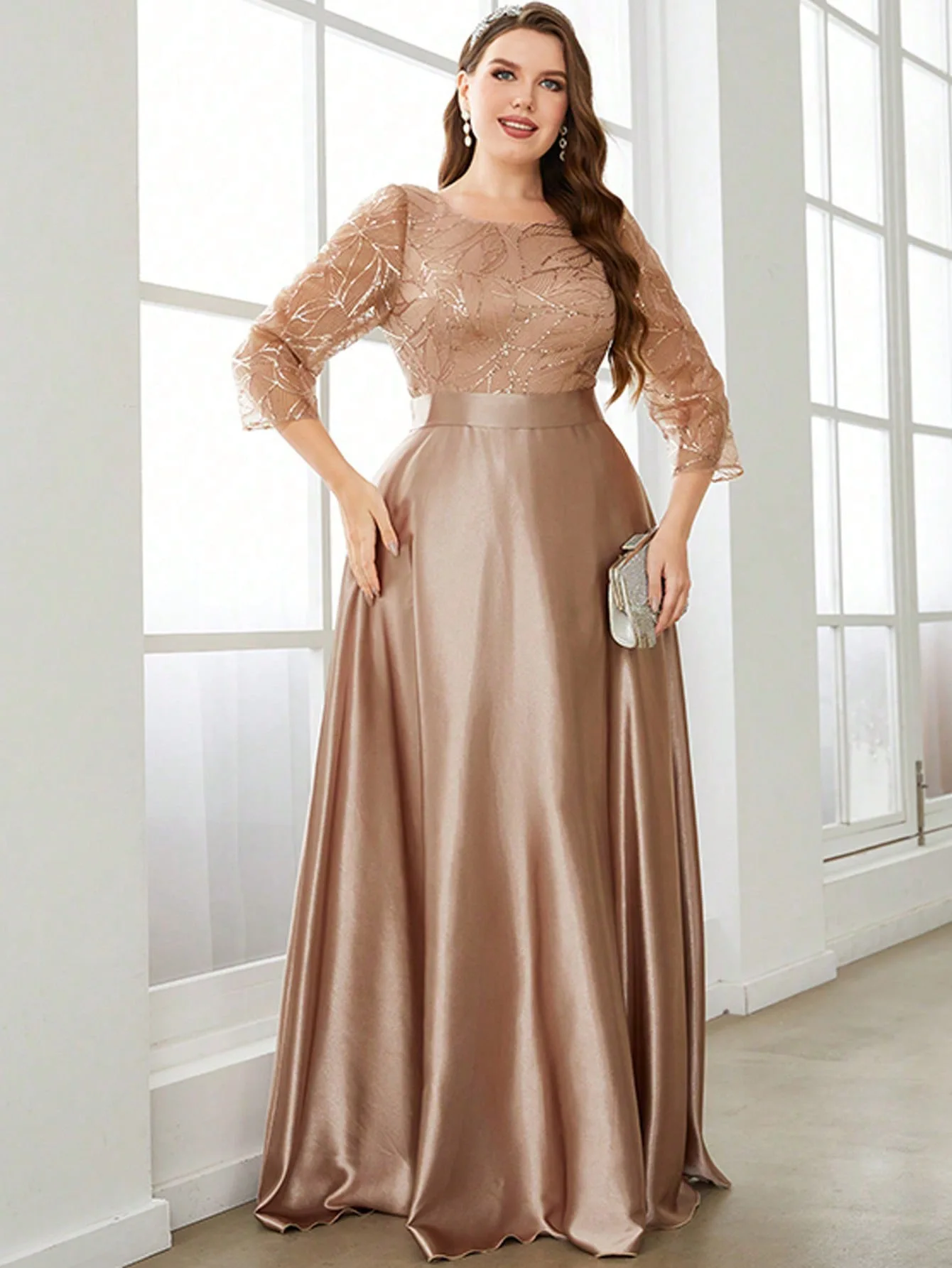 Women Plus Size Satin Sequin Patchwork O-Neck Evening Party Maxi Dress Vestidos Elegant Wedding Floor Lenght Cocktail Gowns
Women Plus Size Satin Sequin Patchwork O-Neck Evening Party Maxi Dress Vestidos Elegant Wedding Floor Lenght Cocktail Gowns