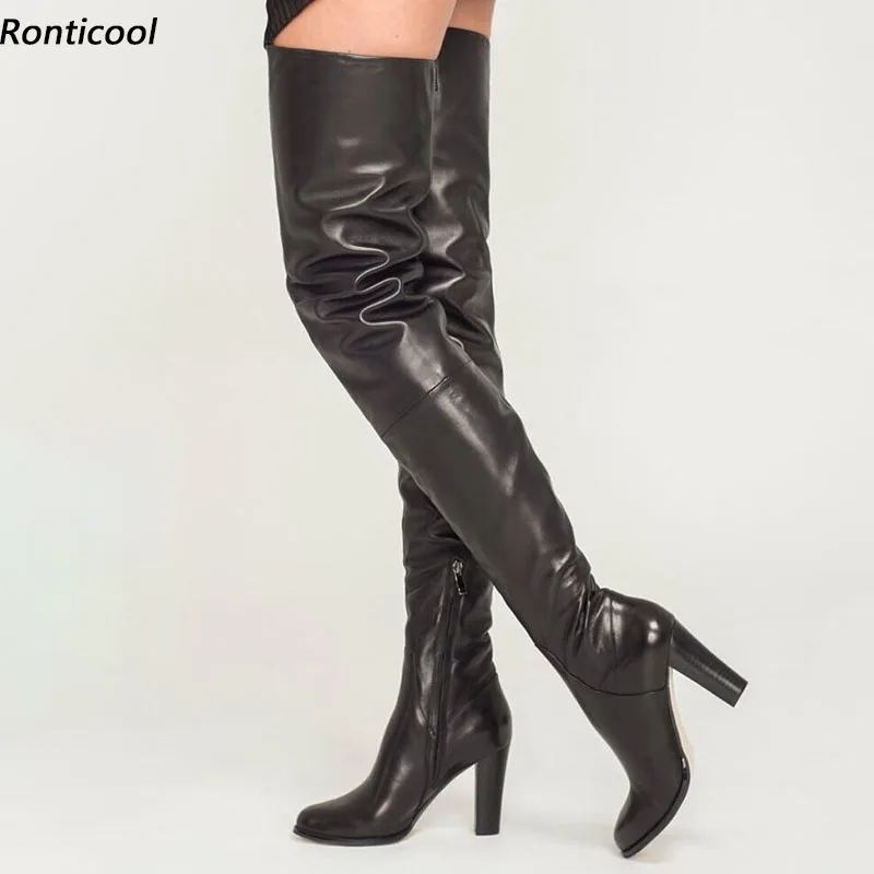 Ronticool Handwork Women Winter Thigh Boots Faux Leather Side Zipper Chunky Heel Round Toe Black Party Shoes Ladies Us Size 5-20
Ronticool Handwork Women Winter Thigh Boots Faux Leather Side Zipper Chunky Heel Round Toe Black Party Shoes Ladies Us Size 5-20