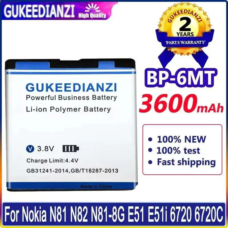 BP-6MT для Nokia N81 N82 N81-8G E51 E51i 6720 6720C BP 6MT аккумулятор мобильного телефона 3600 мАч высокой емкости
BP-6MT для Nokia N81 N82 N81-8G E51 E51i 6720 6720C BP 6MT аккумулятор мобильного телефона 3600 мАч высокой емкости