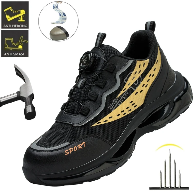 Steel Toe Shoes Men Work Boots Rotary Buckle Work Sneakers Puncture-Proof Anti-smash Protective Shoes Lightweight Safety Shoes
Steel Toe Shoes Men Work Boots Rotary Buckle Work Sneakers Puncture-Proof Anti-smash Protective Shoes Lightweight Safety Shoes