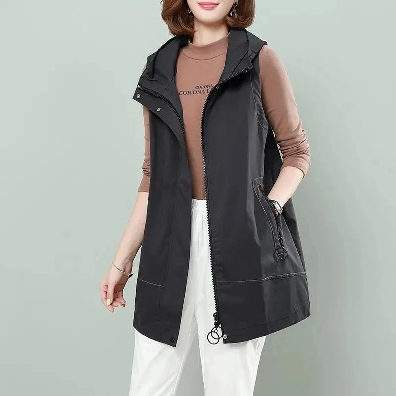 2025 Women's Vest Jacket Mid-Length Spring Autumn Waistcoat New Loose Sleeveless Jackets Fashion Zipper Vest Coat Female 5XL
2025 Women's Vest Jacket Mid-Length Spring Autumn Waistcoat New Loose Sleeveless Jackets Fashion Zipper Vest Coat Female 5XL