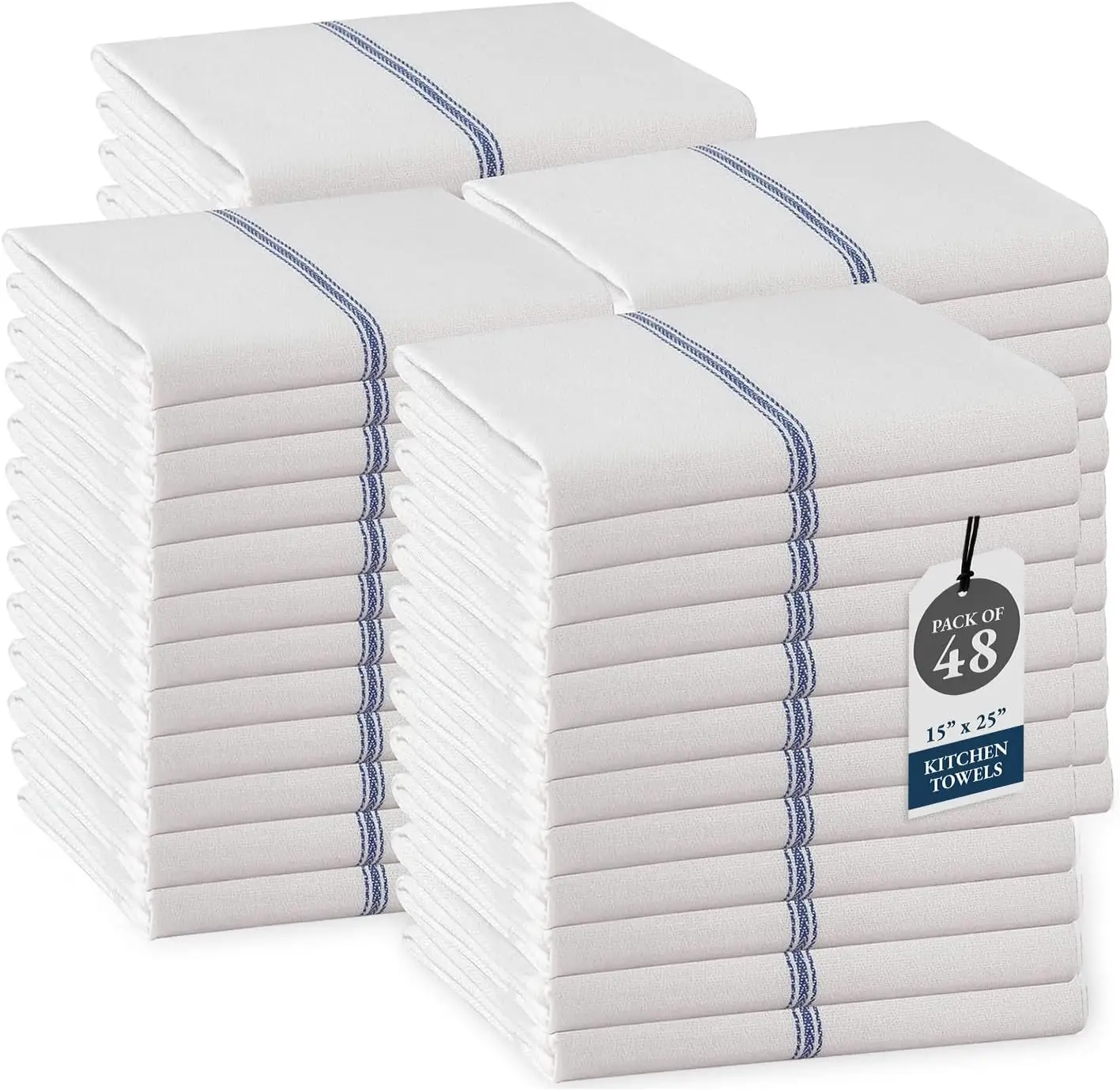 100% Cotton Kitchen Towels Bulk Set, Super Absorbent Dish Cloths, Blue Stripe Design, Pack of 48
100% Cotton Kitchen Towels Bulk Set, Super Absorbent Dish Cloths, Blue Stripe Design, Pack of 48