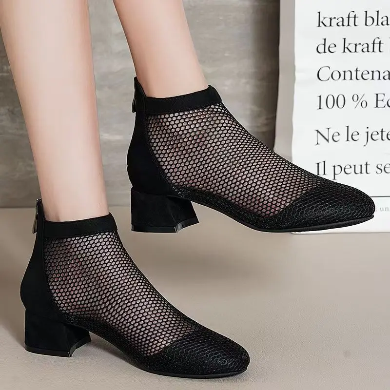 Women Block Heel Mesh Ankle Boots Spring Summer New Soft sole Non Slip Round Toe Breathable High Top Mid Heel Cool Boots
Women Block Heel Mesh Ankle Boots Spring Summer New Soft sole Non Slip Round Toe Breathable High Top Mid Heel Cool Boots