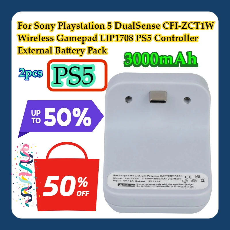 2pcs For Sony Playstation 5 DualSense CFI-ZCT1W Wireless Gamepad LIP1708 3000mAh PS5 Controller External Battery Pack
2pcs For Sony Playstation 5 DualSense CFI-ZCT1W Wireless Gamepad LIP1708 3000mAh PS5 Controller External Battery Pack
