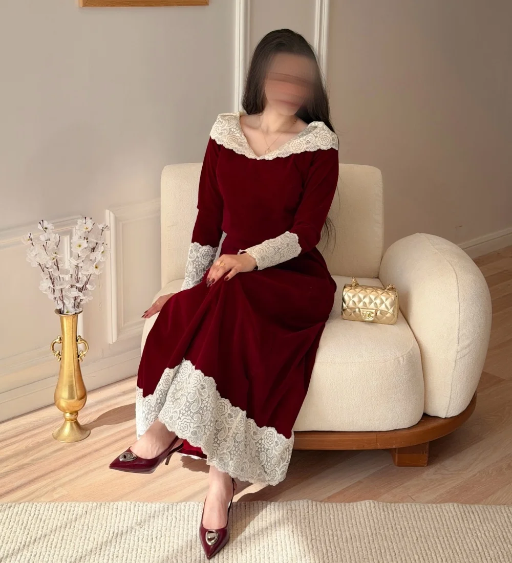 Customized Red Matching Exquisite Velour Pleat Lace A-line V-neck Long Dresses Evening Dresses Sizes Available High Quality
Customized Red Matching Exquisite Velour Pleat Lace A-line V-neck Long Dresses Evening Dresses Sizes Available High Quality
