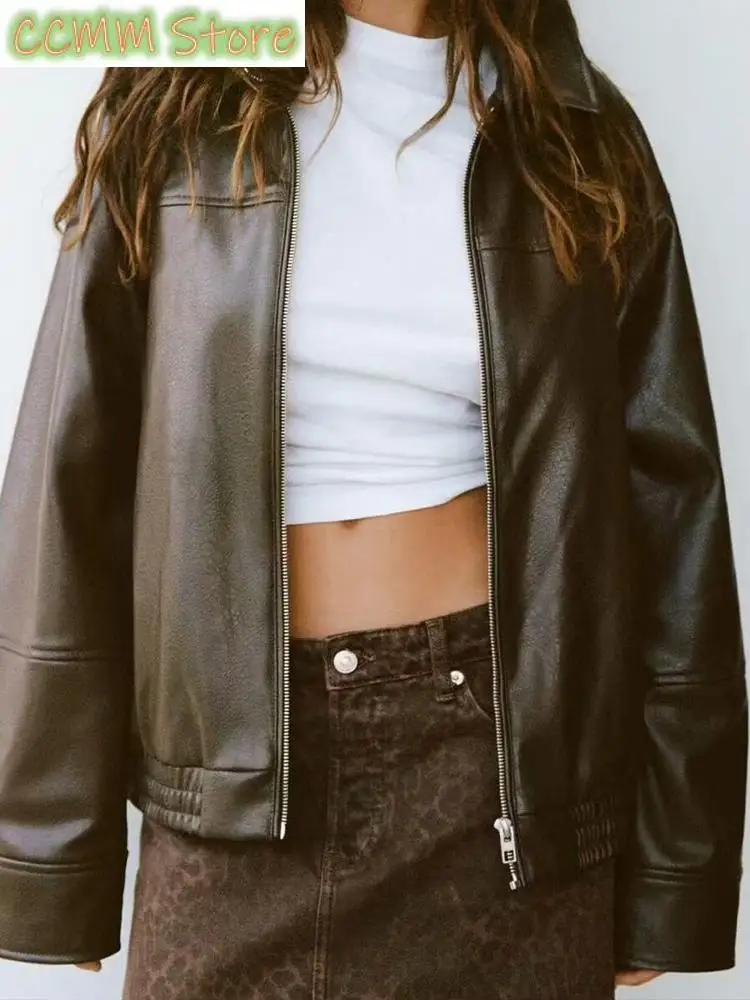 Leather jacket for women spring and autumn new American style high-end motorcycle PU leather jacket short coat
Leather jacket for women spring and autumn new American style high-end motorcycle PU leather jacket short coat