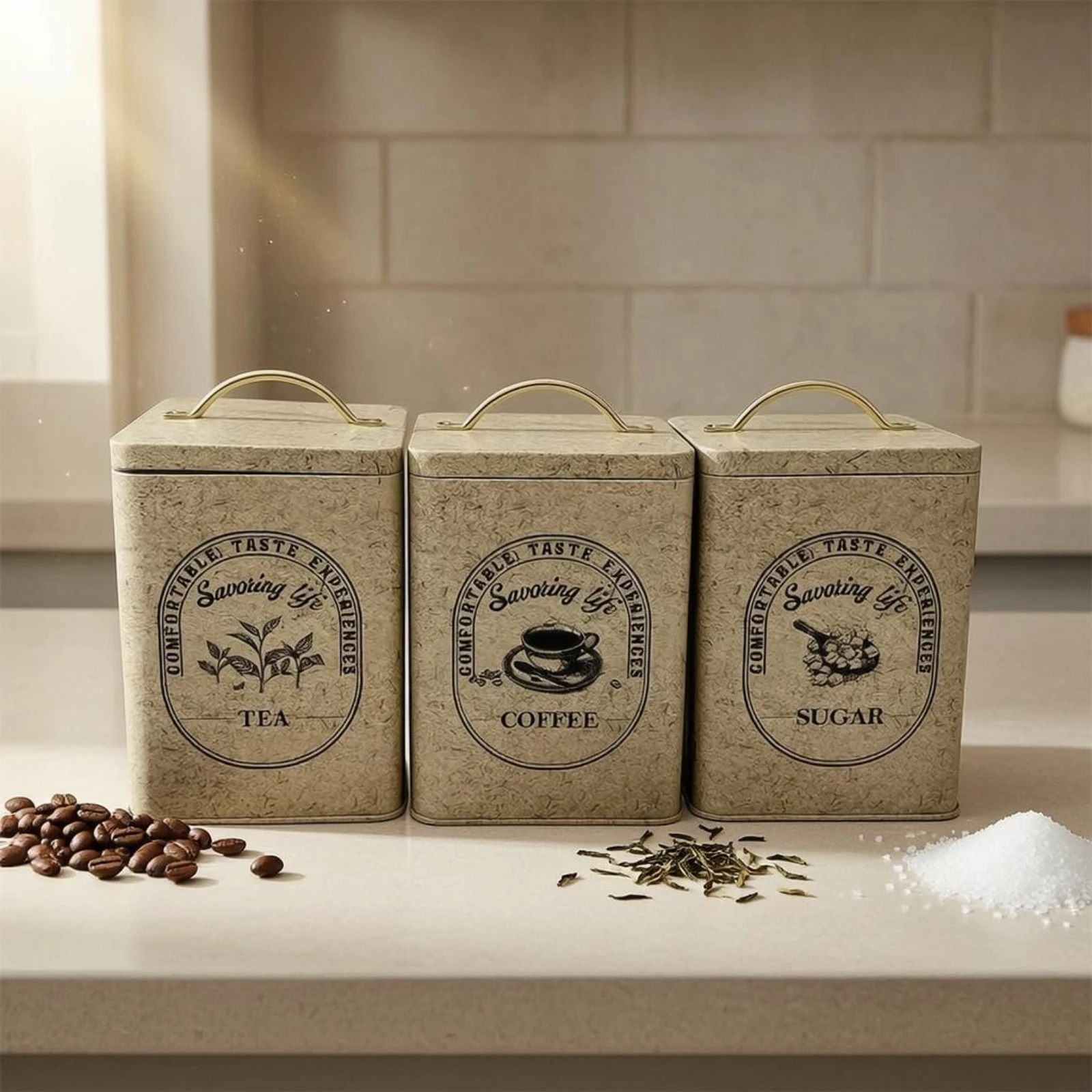 3 Pieces Coffee Tin Vintage Style Tea Tin Coffee Canister Speckled Finish Kitchen Storage Fitted Lids
3 Pieces Coffee Tin Vintage Style Tea Tin Coffee Canister Speckled Finish Kitchen Storage Fitted Lids
