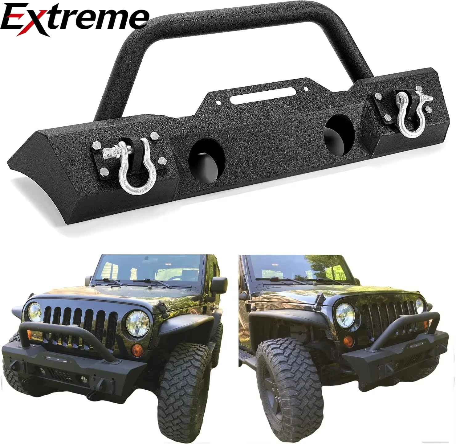 Front Bumper Compatible With 2007-2024 Jeep Wrangler JK JL Gladiator JT W/Fog Light Housing & D-rings Steel Powder Coated Black
Front Bumper Compatible With 2007-2024 Jeep Wrangler JK JL Gladiator JT W/Fog Light Housing & D-rings Steel Powder Coated Black