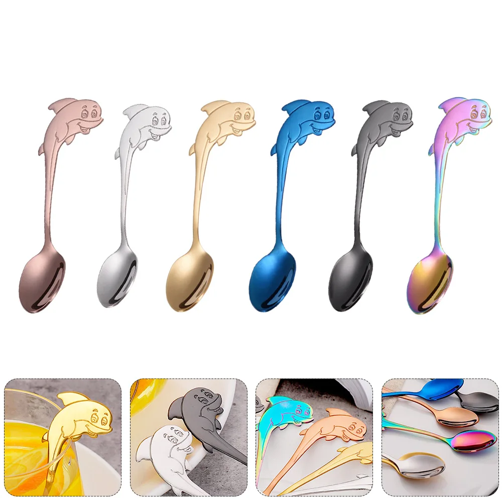 6pcs Stainless Steel Dolphin Spoon Coffee Tea Spoon Blue Black Rose Multicolor Kitchen Gadgets Rustless Teaspoon Food
6pcs Stainless Steel Dolphin Spoon Coffee Tea Spoon Blue Black Rose Multicolor Kitchen Gadgets Rustless Teaspoon Food
