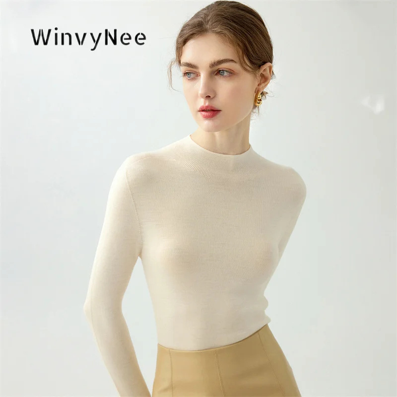 WinvyNee Women Thin Yarn Fine Worsted Wool Pullover Solid One Line Mock Neck Soft Chic Warm Autumn Daily Knit Sweater ZA1817006
WinvyNee Women Thin Yarn Fine Worsted Wool Pullover Solid One Line Mock Neck Soft Chic Warm Autumn Daily Knit Sweater ZA1817006