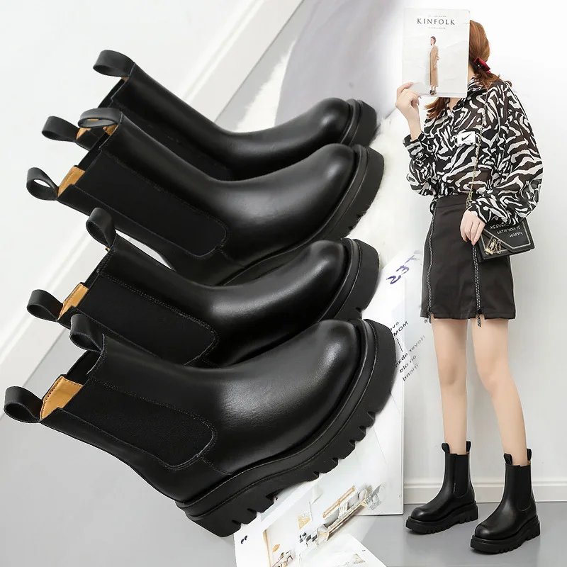 Women's Chelsea Short Boots Boot British Style Mid-Calf Inner And Outer Super Fiber Thick Bottom Smokestack Boots
Women's Chelsea Short Boots Boot British Style Mid-Calf Inner And Outer Super Fiber Thick Bottom Smokestack Boots
